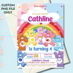 personalized file care bear invitation birthday party invitation, bears invitation digital invitation, birthday invite,