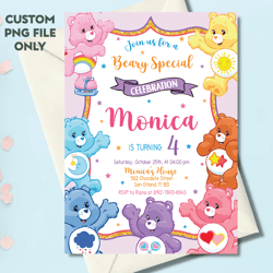 personalized file care bear invitation birthday party invitation, bears invitation digital invitation, birthday invite