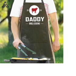 apron (1154) daddy bbq legend father's day anniversary birthday bib apron cooking gift for dad daddy grandad husband boy