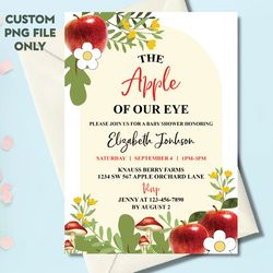 personalized file apple of my eye baby shower png, apple baby shower invitation fall baby shower invitation party