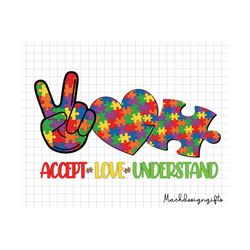 accept love understand svg, autism awareness, peace love puzzle, autism svg, puzzle pieces svg, autism support svg, 2nd