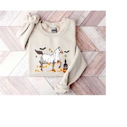 halloween horse ghost sweatshirt, ghost sweater, halloween gifts, boo shirt, spooky season sweatshirt, ghost horses shir