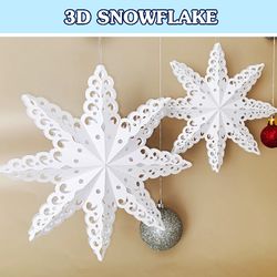 3d snowflake svg | Christmas ornament | Christmas snowflake | Merry christmas svg