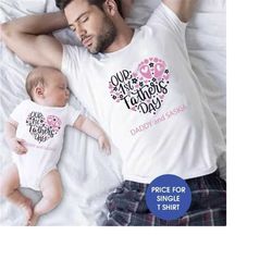 tshirt (1191) our first father's day personalised t-shirt family matching love heart gift t-shirt tops gift for him/dad/