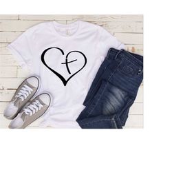 heart cross shirt, christian t-shirts, religious shirt, motivational shirt, inspirational christian shirt, cross graphic