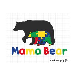 autism mama bear svg, autism awareness, autism svg, puzzle piece, autism support, 2nd april svg, autism mama svg, puzzle