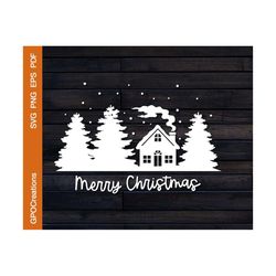 merry christmas svg, christmas svg, christmas cut file, winter scene svg, snow svg, winter svg, christmas tree svg, snow
