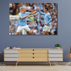 erling haaland & phil foden canvas wall arterling haaland canvasfootball soccergift for himphil foden poster canvasfootb