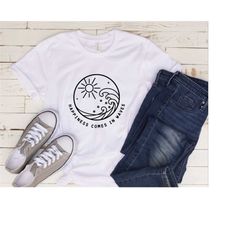 happiness comes in waves shirt, motivational tee, positive quote tshirt, ocean t-shirt, beach shirts, summer gift, vacat