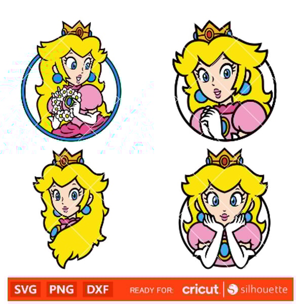 Princess Peach Face Bundle Svg, Mario Characters Svg, Super - Inspire ...