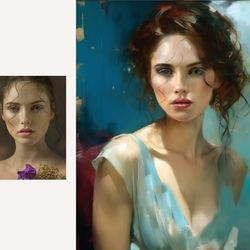 realistic digital oil painting art portrait, custom portrait from photo,  digital art
