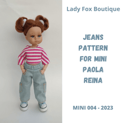 Jeans pattern for Mini Paola Reina dolls 21 cm