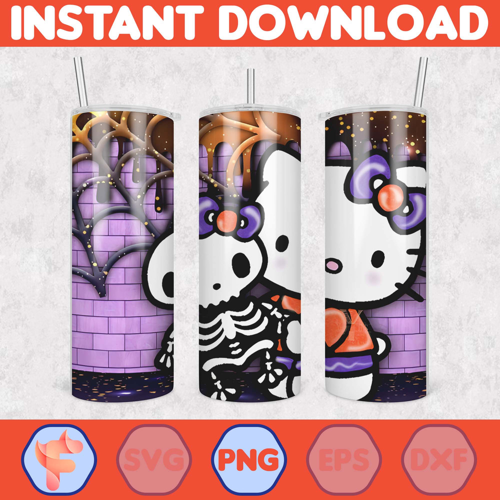 Kitty Coffee Tumbler, 20oz Straight Skinny Wrap, Spring Flower Pink Cat PNG, Tumbler Wrap, Full Tumbler Wrap, Cartoon Tumbler (8).jpg