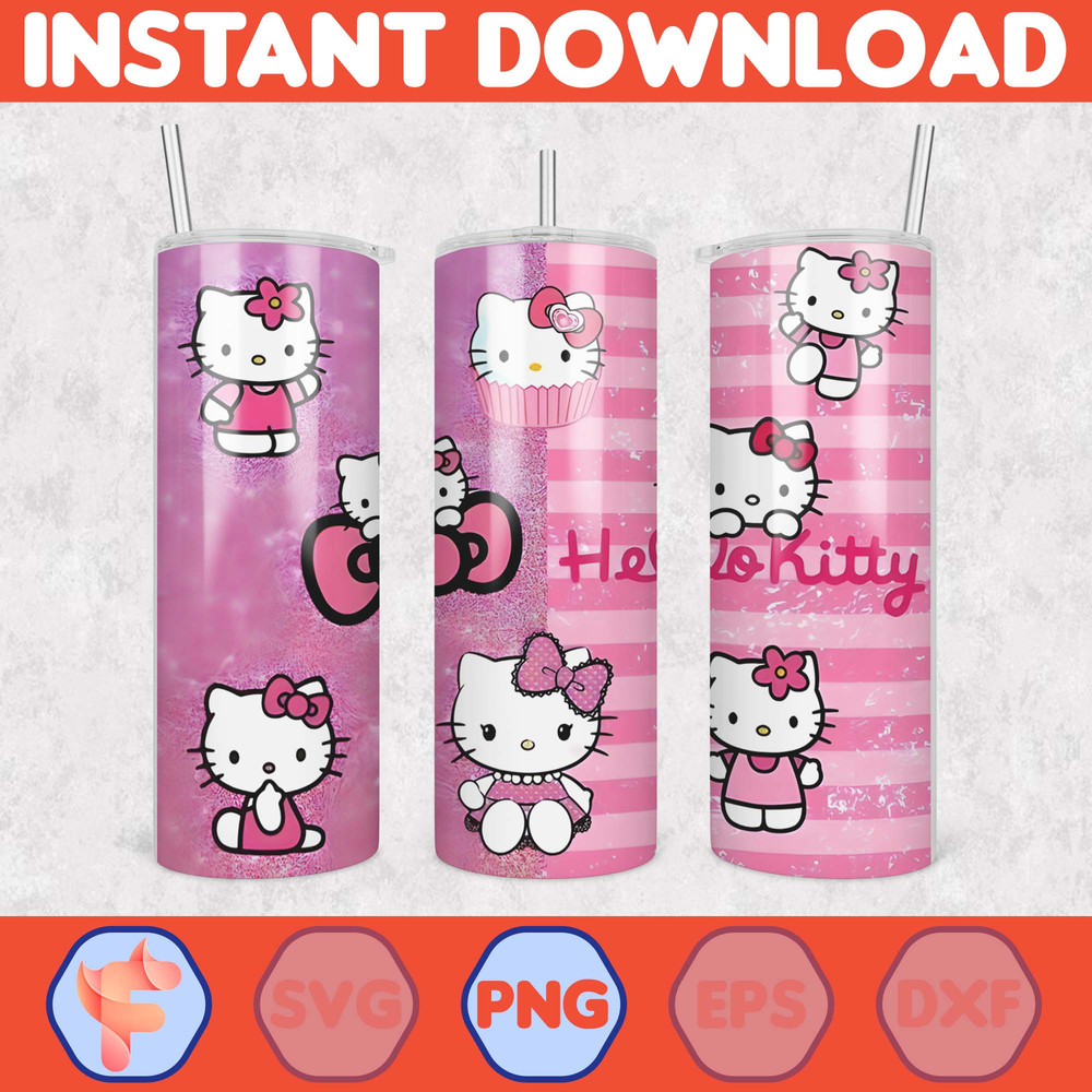 Kitty Coffee Tumbler, 20oz Straight Skinny Wrap, Spring Flower Pink Cat PNG, Tumbler Wrap, Full Tumbler Wrap, Cartoon Tumbler (11).jpg