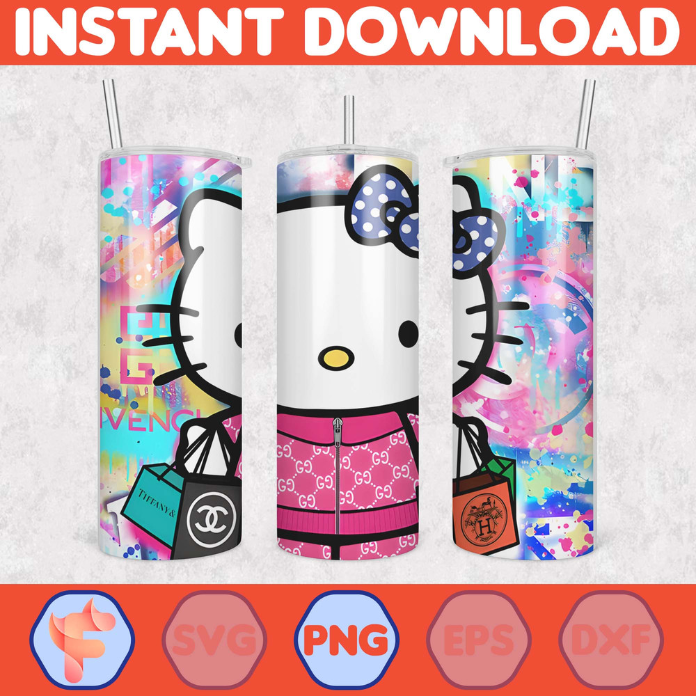 Kitty Coffee Tumbler, 20oz Straight Skinny Wrap, Spring Flower Pink Cat PNG, Tumbler Wrap, Full Tumbler Wrap, Cartoon Tumbler (12).jpg