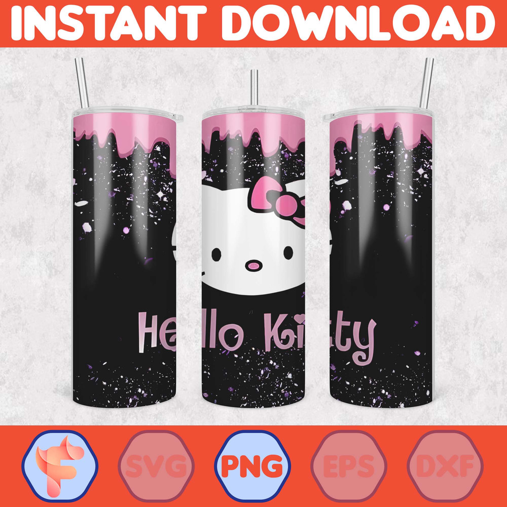 Kitty Coffee Tumbler, 20oz Straight Skinny Wrap, Spring Flower Pink Cat PNG, Tumbler Wrap, Full Tumbler Wrap, Cartoon Tumbler (16).jpg