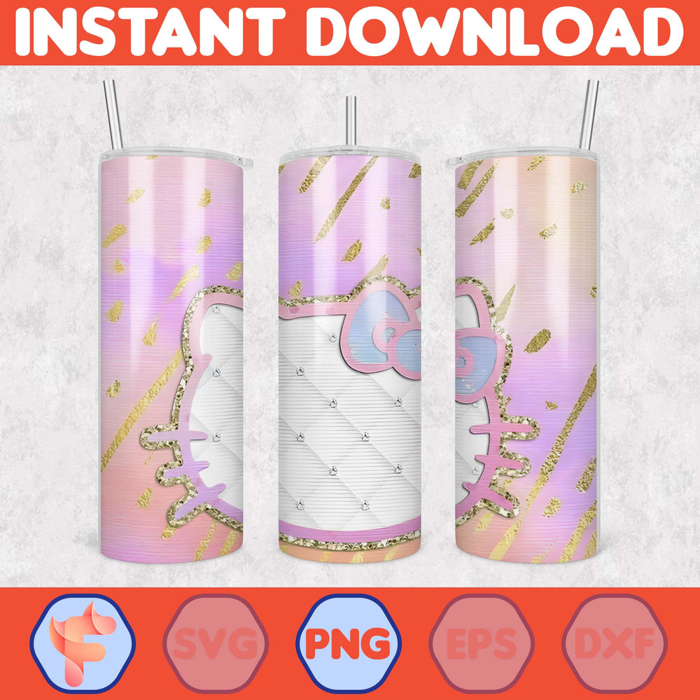 Kitty Coffee Tumbler, 20oz Straight Skinny Wrap, Spring Flower Pink Cat PNG, Tumbler Wrap, Full Tumbler Wrap, Cartoon Tumbler (29).jpg