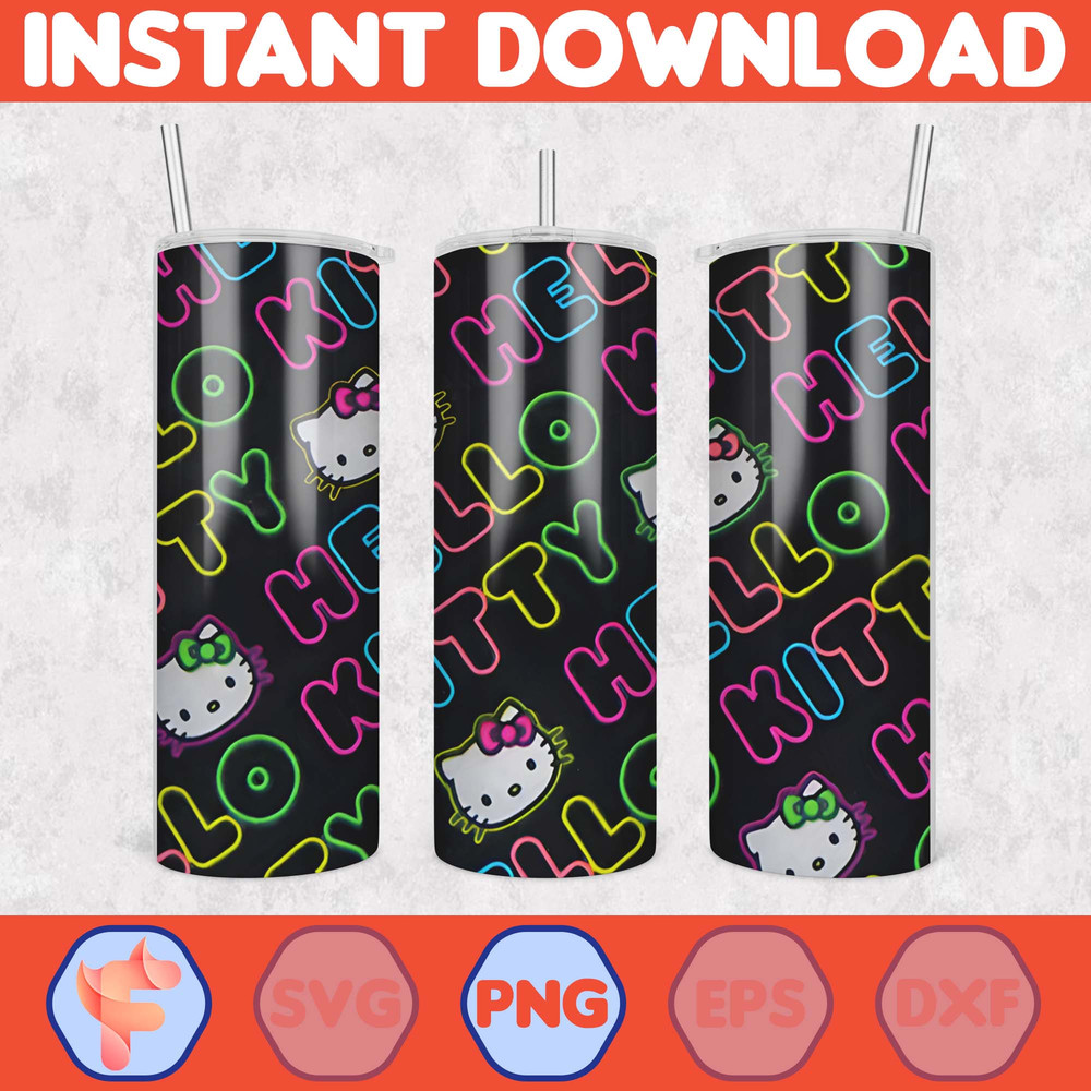 Kitty Coffee Tumbler, 20oz Straight Skinny Wrap, Spring Flower Pink Cat PNG, Tumbler Wrap, Full Tumbler Wrap, Cartoon Tumbler (31).jpg