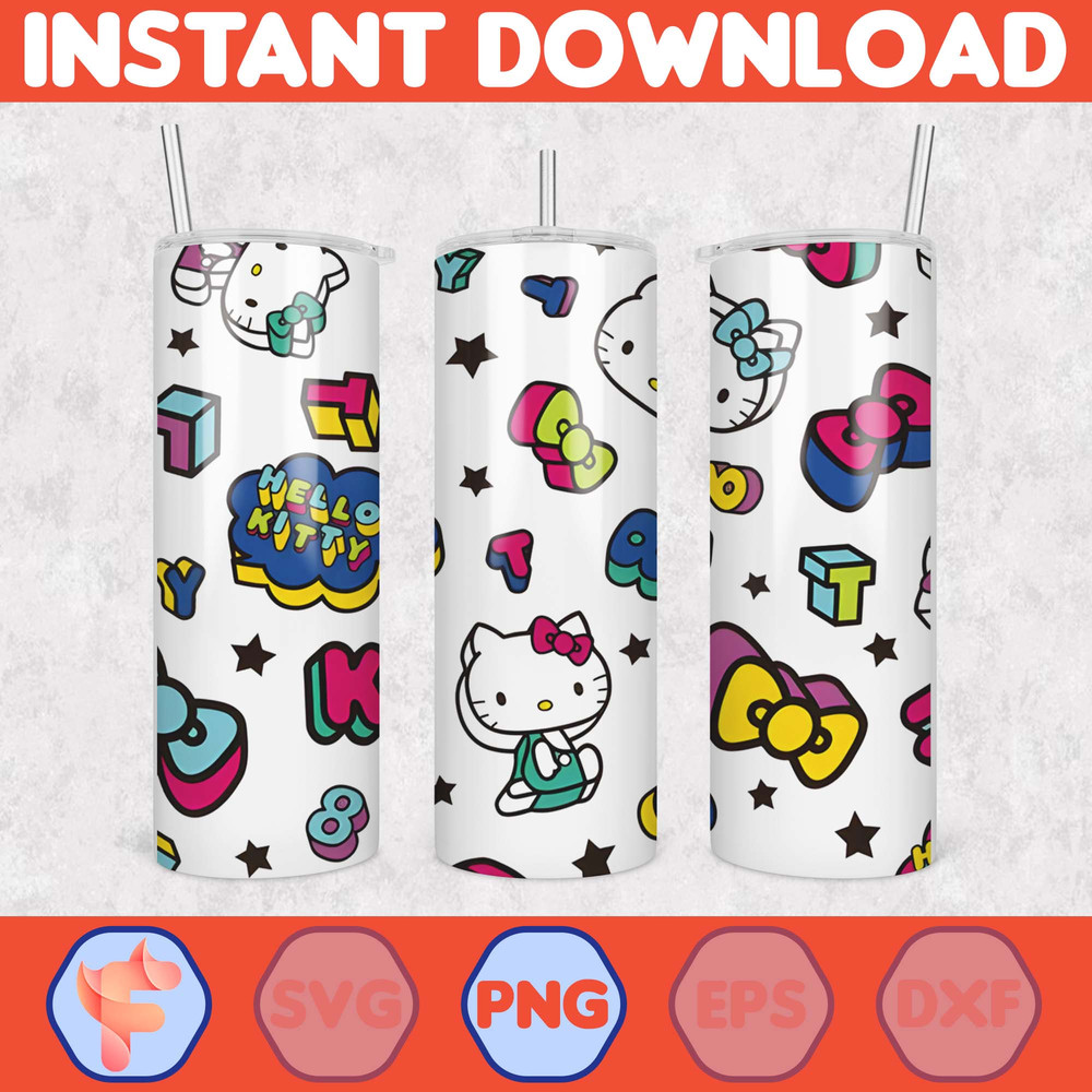 Kitty Coffee Tumbler, 20oz Straight Skinny Wrap, Spring Flower Pink Cat PNG, Tumbler Wrap, Full Tumbler Wrap, Cartoon Tumbler (33).jpg