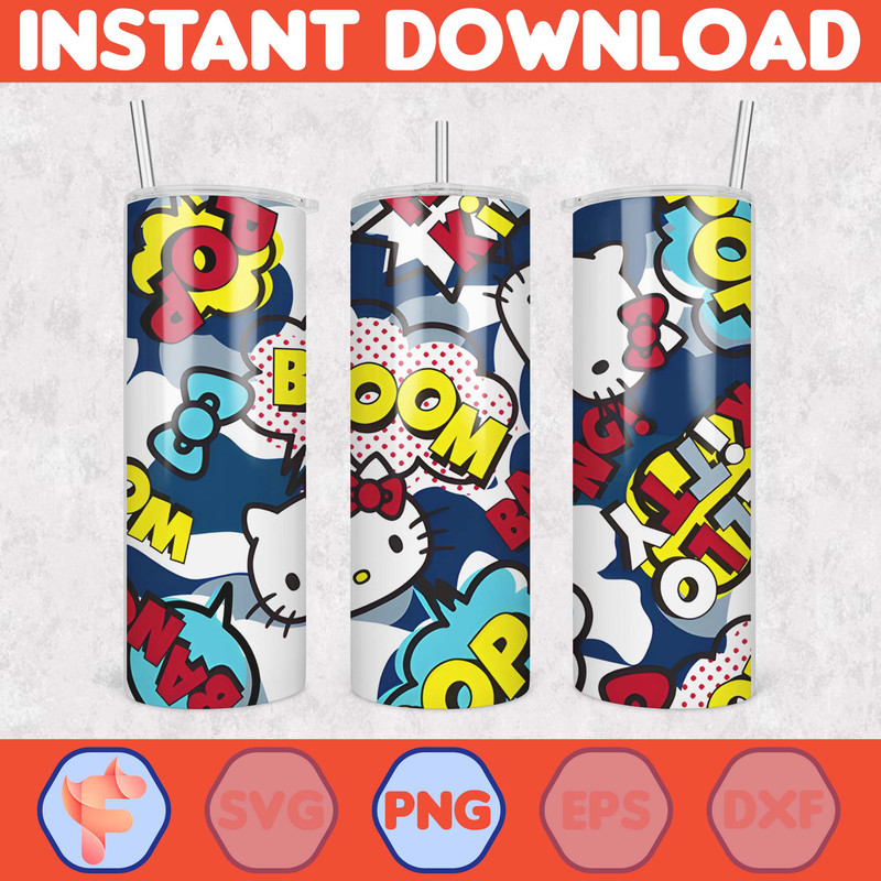 Kitty Coffee Tumbler, 20oz Straight Skinny Wrap, Spring Flower Pink Cat PNG, Tumbler Wrap, Full Tumbler Wrap, Cartoon Tumbler (35).jpg