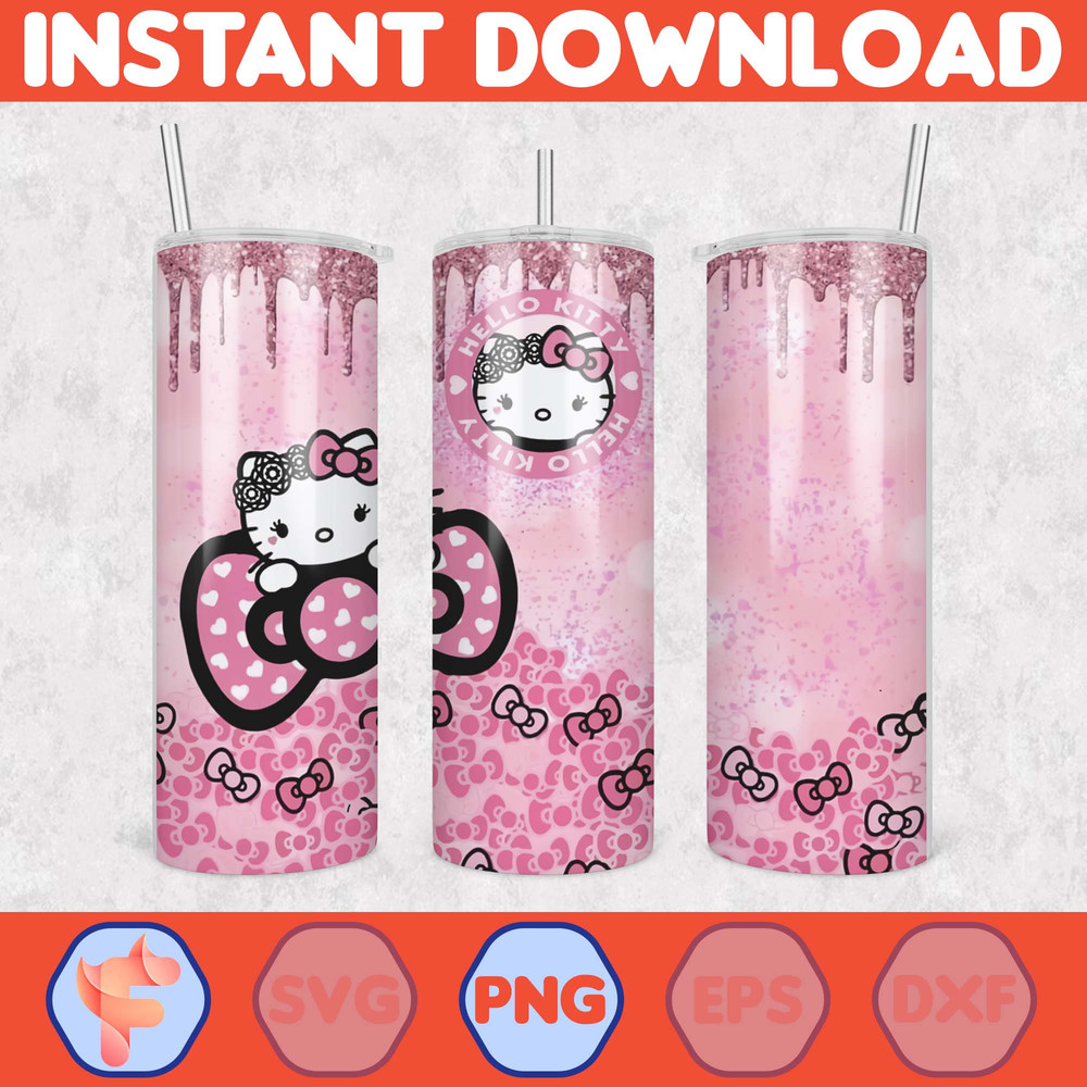 Kitty Coffee Tumbler, 20oz Straight Skinny Wrap, Spring Flower Pink Cat PNG, Tumbler Wrap, Full Tumbler Wrap, Cartoon Tumbler (39).jpg