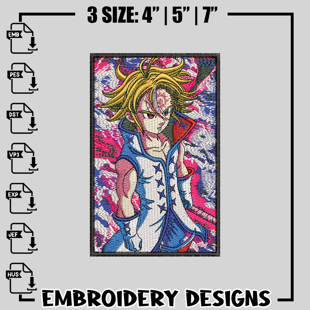 Meliodas embroidery design
