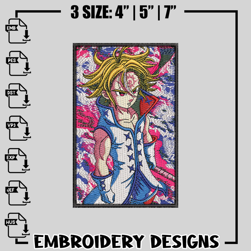 Meliodas embroidery design