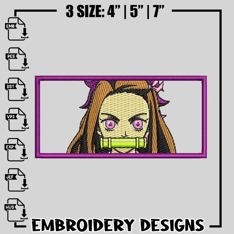 Nezuko Rectangle embroidery design