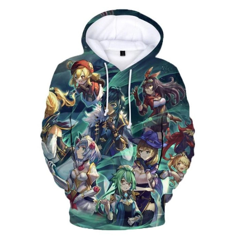 Genshin Impact All Over Print 3D Hoodie Zip Hoodie, Genshin Impact 3D Hoodie Zip Hoodie Fleece Hoodie
