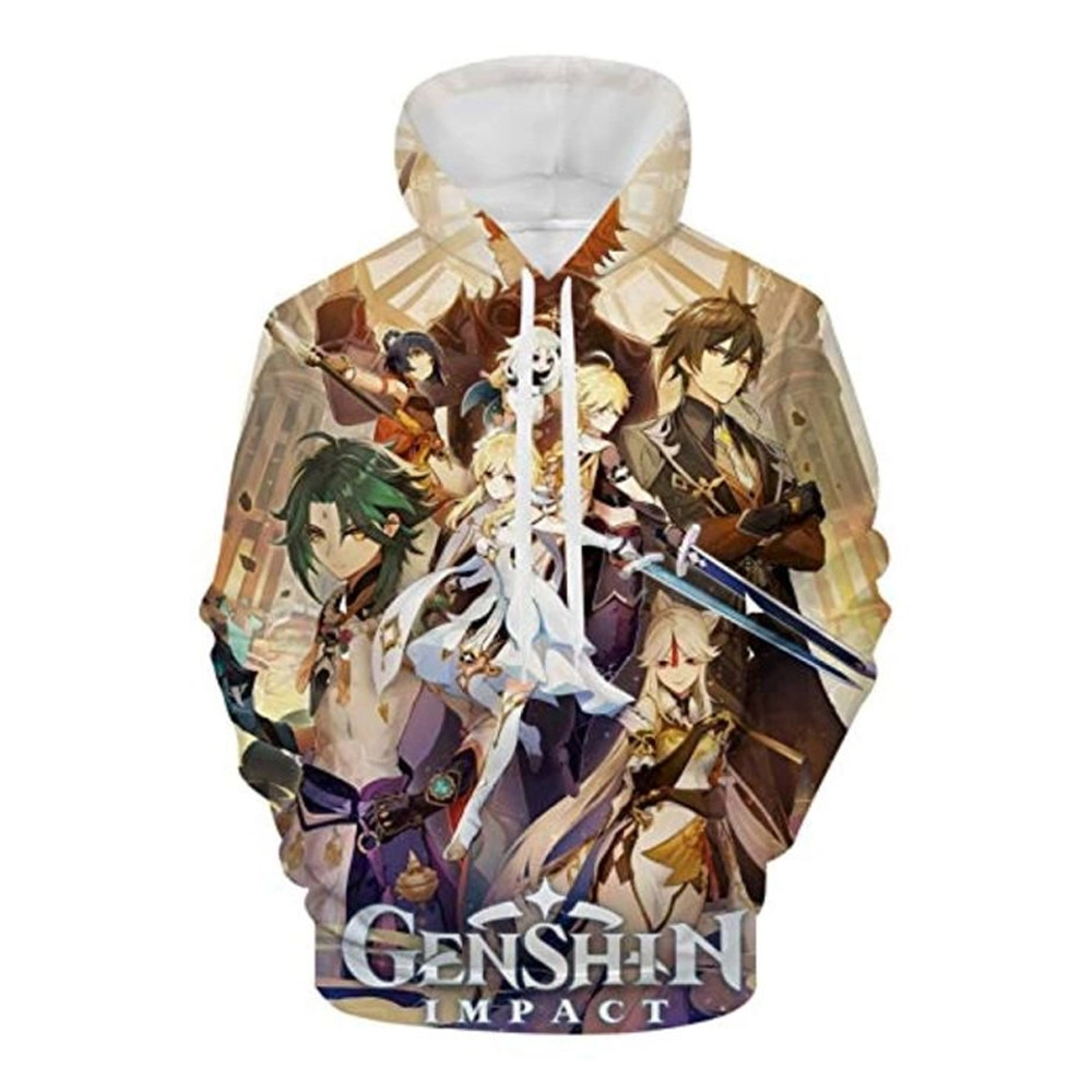 Genshin Impact All Over Print 3D Hoodie Zip Hoodie, Genshin Impact 3D Hoodie Zip Hoodie Fleece Hoodie