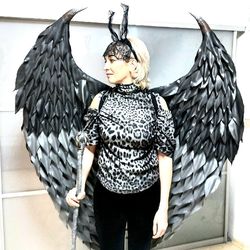 large maleficent wings, black angel wings, maleficent costume, cosplay wings, gothic wings, halloween