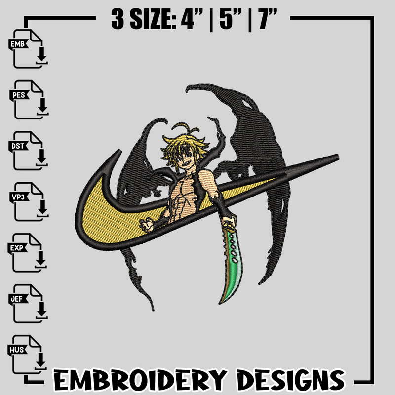 Nike x Meliodas embroidery design