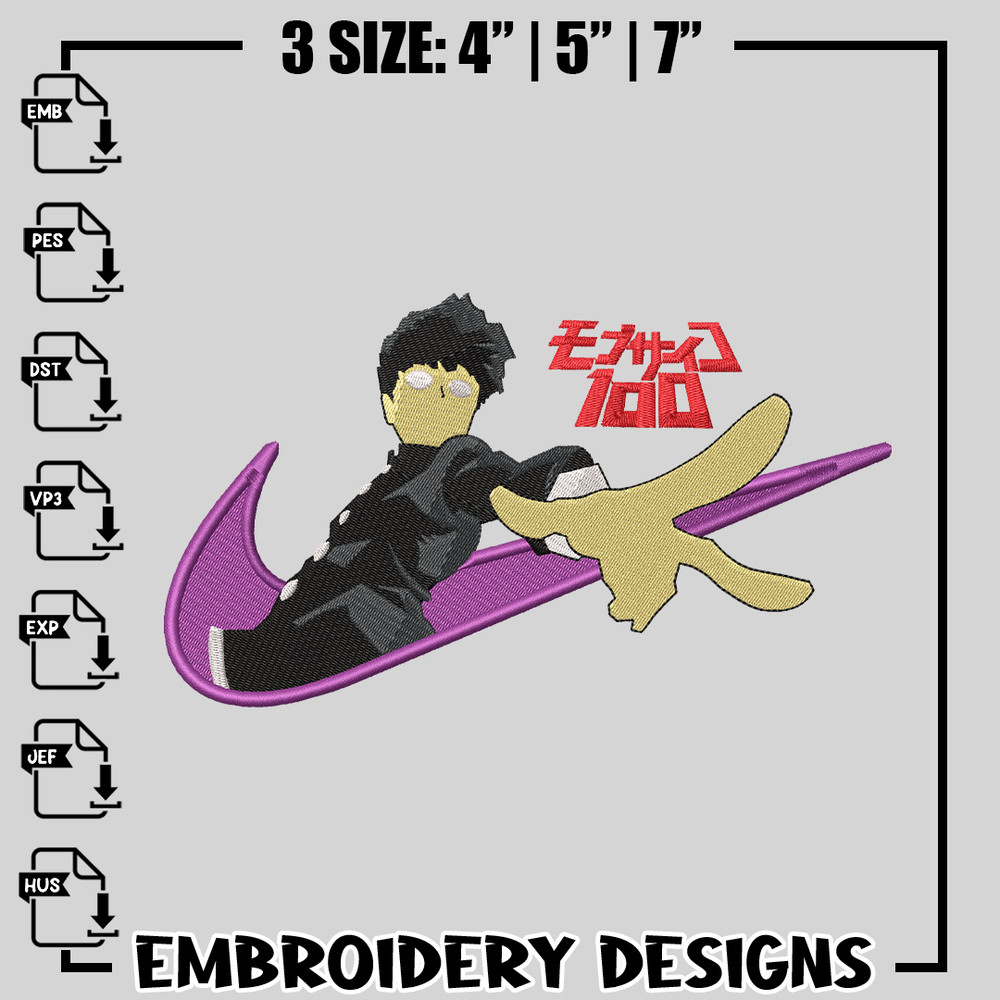 Nike mob psycho embroidery design