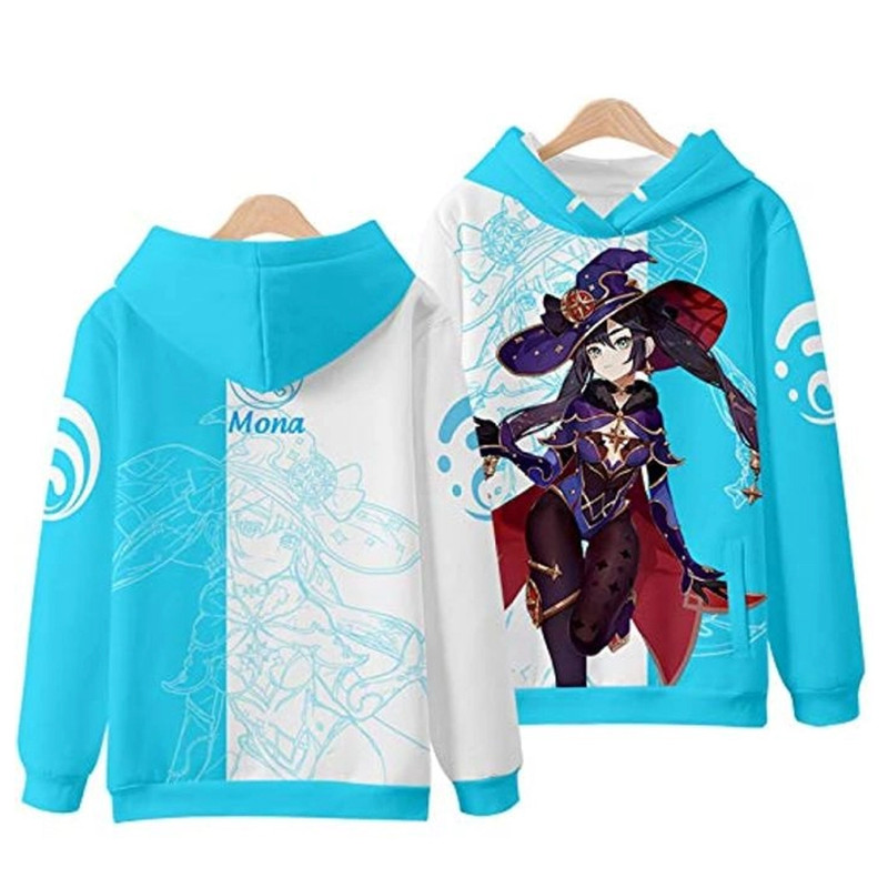 Mona Genshin Impact All Over Print 3D Hoodie Zip Hoodie, Mona Genshin Impact 3D Hoodie Zip Hoodie Fleece Hoodie
