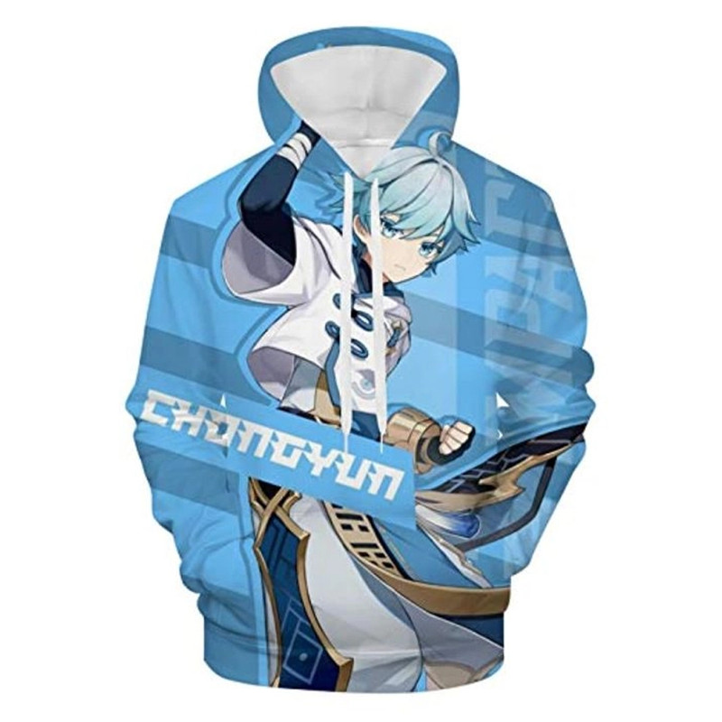 Chongyun Genshin Impact All Over Print 3D Hoodie Zip Hoodie, Chongyun Genshin Impact 3D Hoodie Zip Hoodie Fleece Hoodie