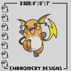 raichu embroidery design, pokemon embroidery, anime design, logo design, anime shirt, digital download