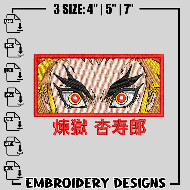 Rengoku embroidery design