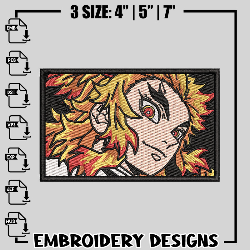 Kyojuro Rengoku embroidery design