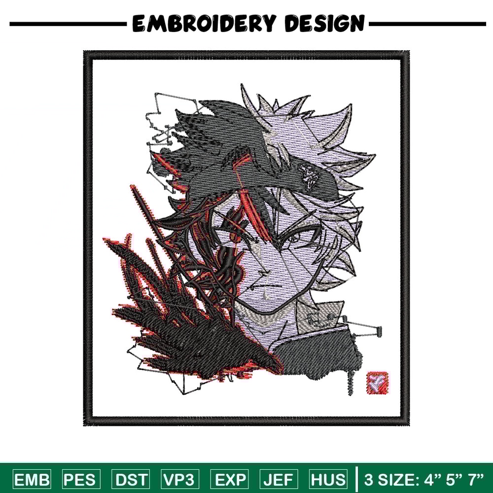 Asta poster embroidery design, Black clover embroidery, Anime design, Embroidery shirt, Embroidery file,Digital download.jpg