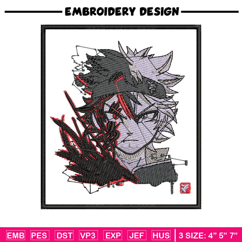Asta poster embroidery design, Black clover embroidery, Anime design, Embroidery shirt, Embroidery file,Digital download.jpg