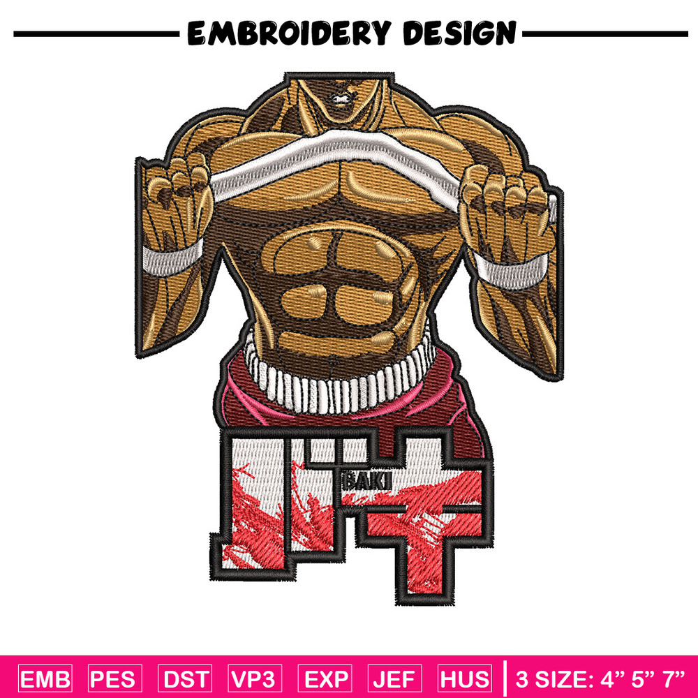 Baki body embroidery design, Baki embroidery, Anime design, Embroidery shirt, Embroidery file, Digital download.jpg