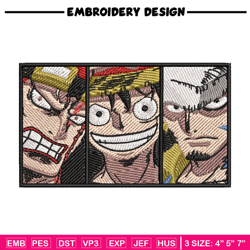 Big 3 priate embroidery design, One piece embroidery, Anime design, Embroidery shirt, Embroidery file,Digital download.jpg