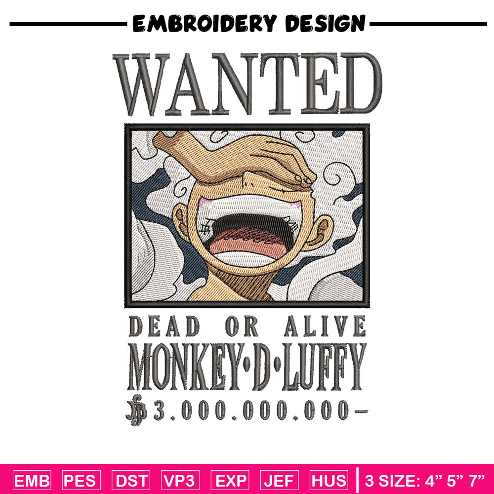 Bounty joyboy embroidery design, One piece embroidery, Anime design, Embroidery shirt, Embroidery file,Digital download.zip.jpg