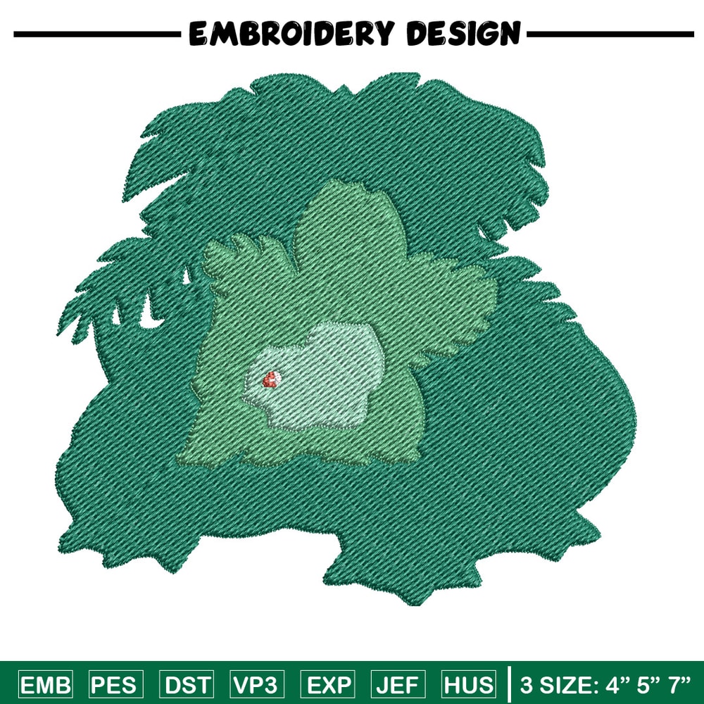 Bulbasaur embroidery design, Pokemon embroidery, Anime design, Embroidery shirt, Embroidery file, Digital download.jpg