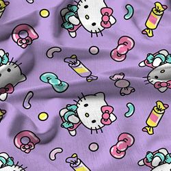 cute cat candy cotton fabric, cotton fabric, animation fabric, 12 yard, fat quarter, cat cotton fabric, cartoon fabric,