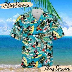 disney mickey mouse walking on beach hawaiian shirt, mickey summer 2022 unisex hawaiian trip shirts, disney world button