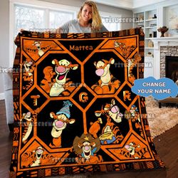 disney tigger quilt blanket  winnie the pooh tigger blanket  disney tigger birthday gifts  winnie the pooh tigger christ