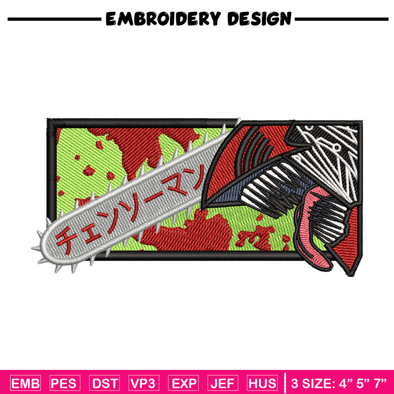 Chainsaw box embroidery design, Chainsaw embroidery, Anime design, Embroidery shirt, Embroidery file, Digital download.jpg