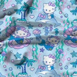 kitty mermaid fabric, 100 cotton fabric, kitty fabric, mermaid fabric, cartoon cotton fabric, fabric by the half meter,
