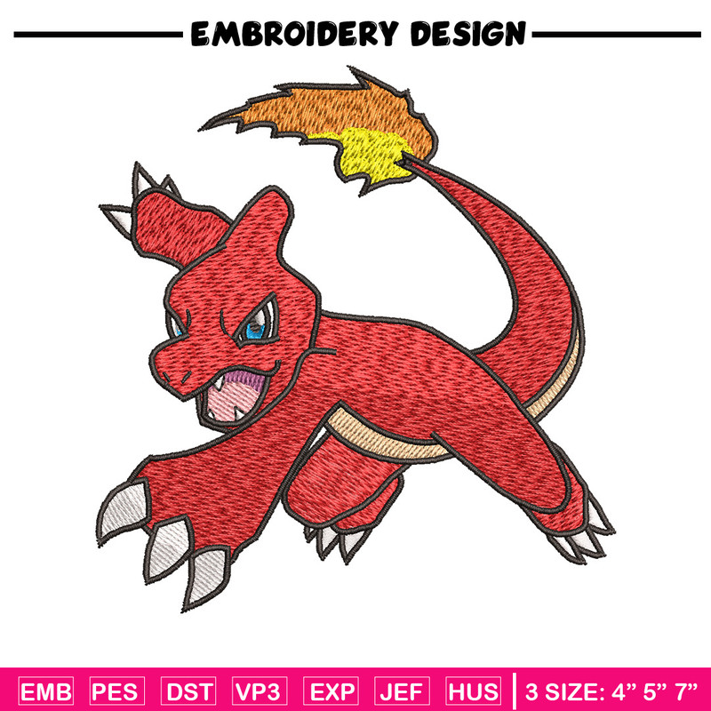 Charmeleon embroidery design, Pokemon embroidery, Anime design, Embroidery shirt, Embroidery file, Digital download.jpg